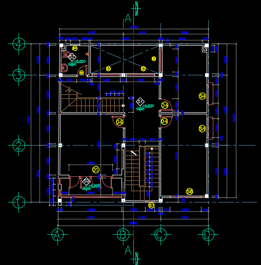 Bản vẽ biệt thự 4 tầng 9.5x9.5m