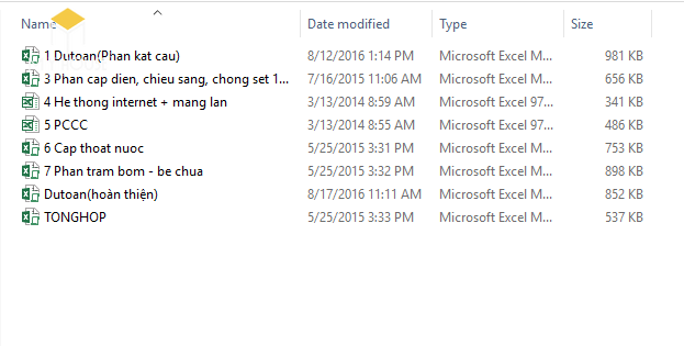 Bảng dự toán sửa chữa nhà file excel