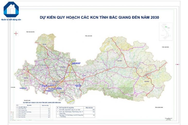 bản đồ khu công nghiệp bắc giang