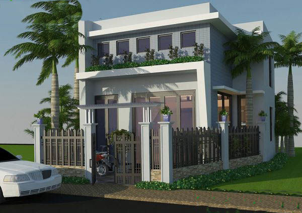 mẫu nhà cấp 4 có gác lửng 4x10 2