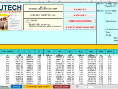 Bảng tính cột bê tông cốt thép tự động