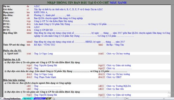 Biên bản nghiệm thu tự động trên excel