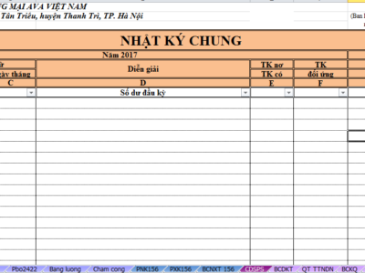 Cách làm sổ sách kế toán trên excel