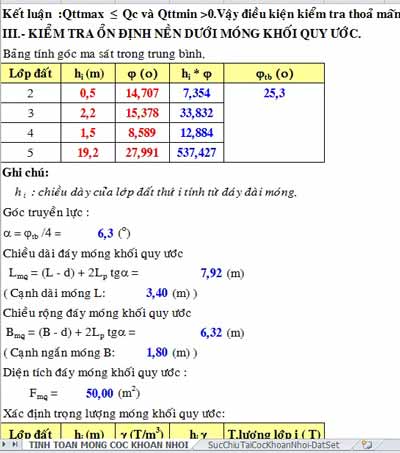 Tính toán móng cọc khoan nhồi