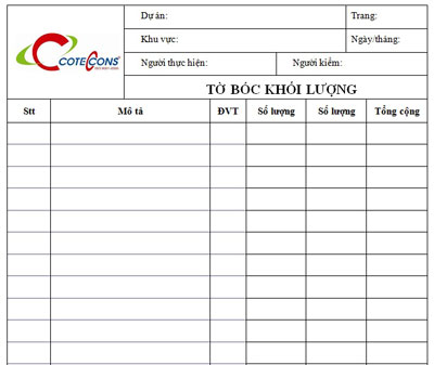 Conteccons - Tờ bóc khối lượng