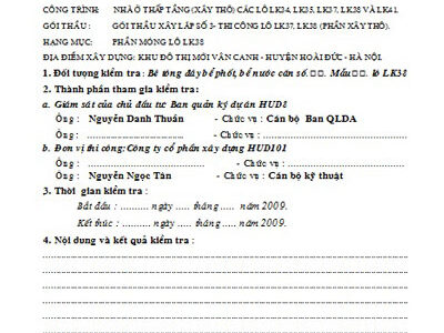 Mẫu biên bản kiểm tra hiện trường