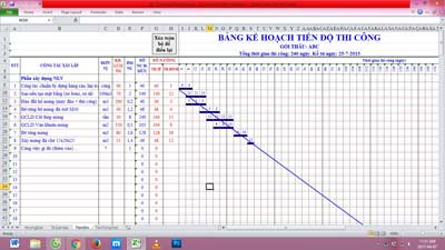 Lập tiếp độ thi công trên excel