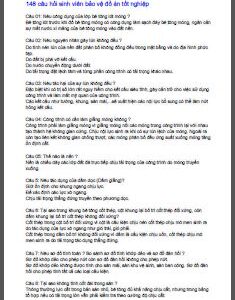 148 câu hỏi sinh viên bảo vệ đồ án tốt nghiệp