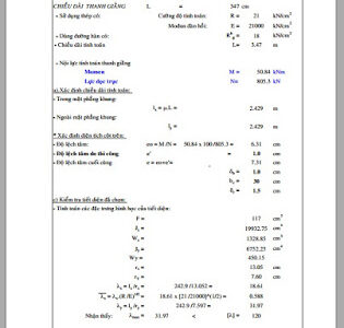 Tính toán khả năng chịu lực của thanh chống H300x300x10x15