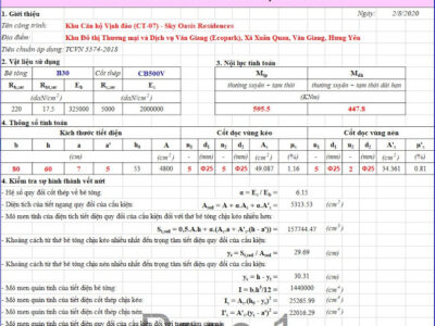 Bảng tính chiều rộng vết nứt theo TCVN 5574-2018