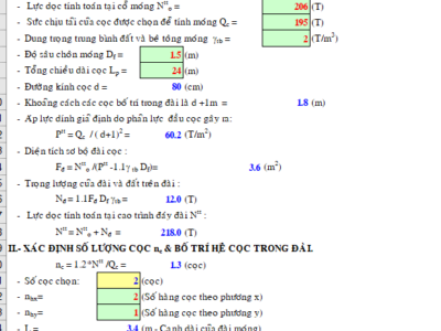 Bảng tính cọc khoan nhồi