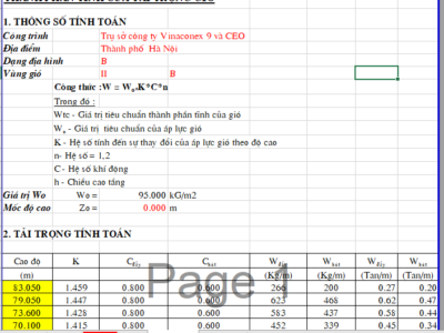 File excel tính tải trọng gió đầy đủ gió tĩnh và gió động rất hay và chi tiết