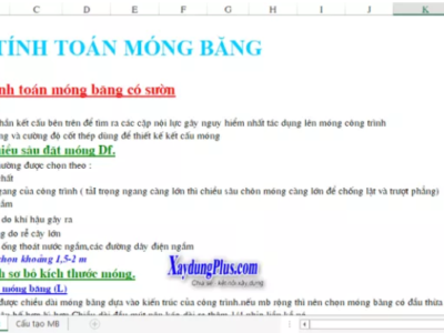 Bảng tính toán móng băng