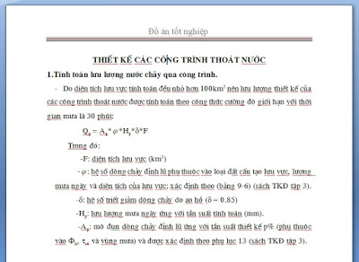 Đồ án thủy văn  Thuyết minh và bảng tính
